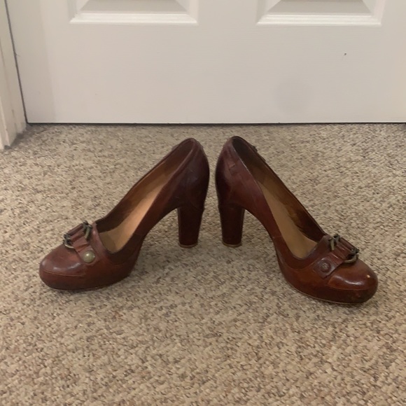 Frye Brown leather Liv Pump heeled pump shoes 7.5 - Picture 6 of 8